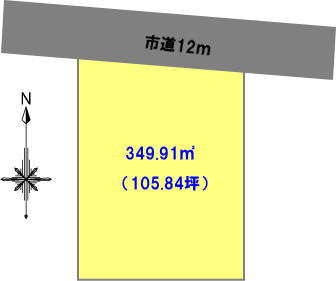 水戸市　土地面積:349.91平米 ( 105.84坪 )　
