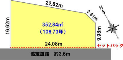 水戸市　土地面積:352.84平米 ( 106.73坪 )　