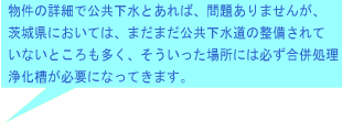 下水道が整備されていないところでは、合併処理浄化槽が必要です。
